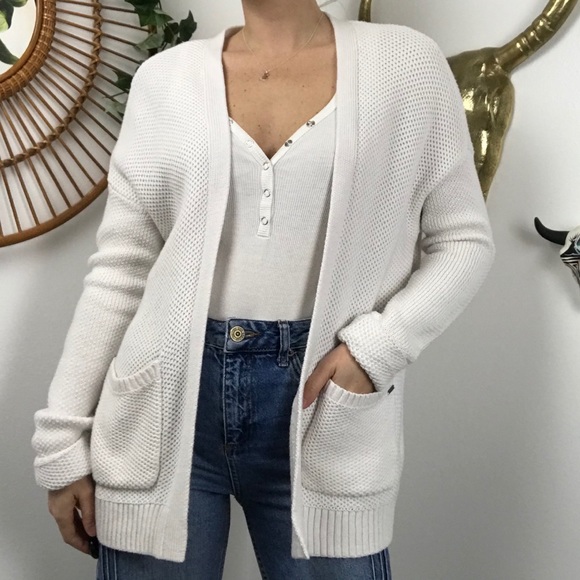 Hollister | Sweaters | Hollister White Knit Open Front Cardigan Medium |  Poshmark